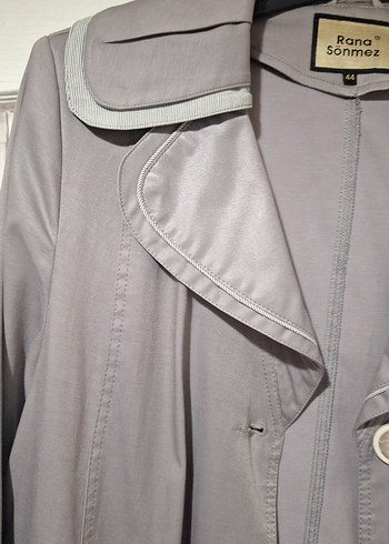 Gri Midi Düğmeli Kadın Trençkot - Görsel 2