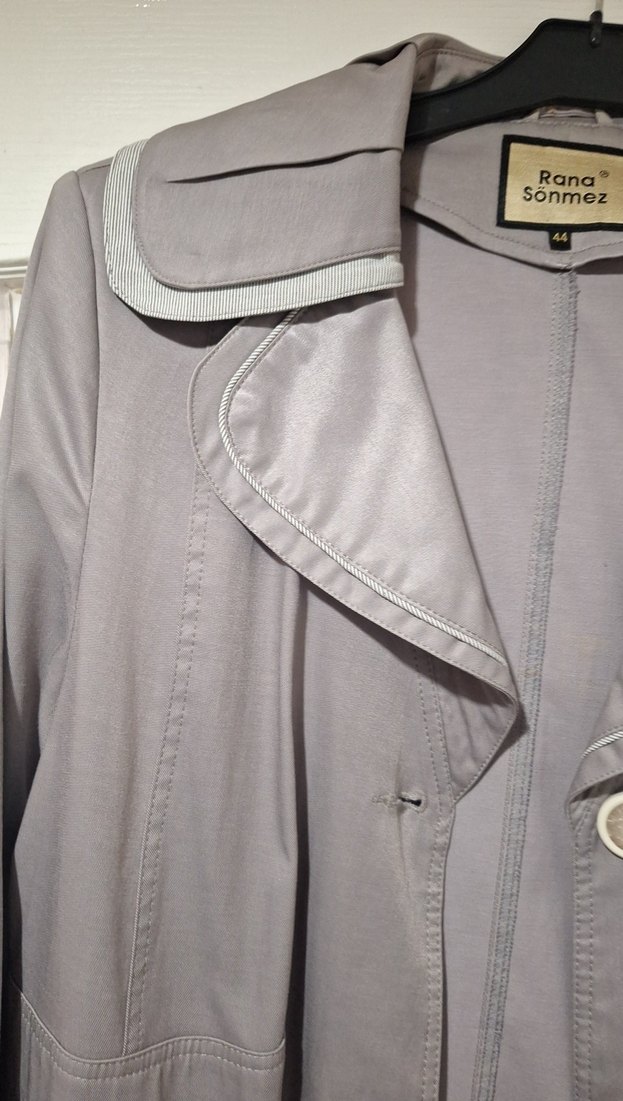 Gri Midi Düğmeli Kadın Trençkot - Görsel 2