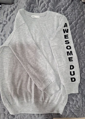 Gri Kadın Triko Uzun Kollu Kazak - Görsel 2