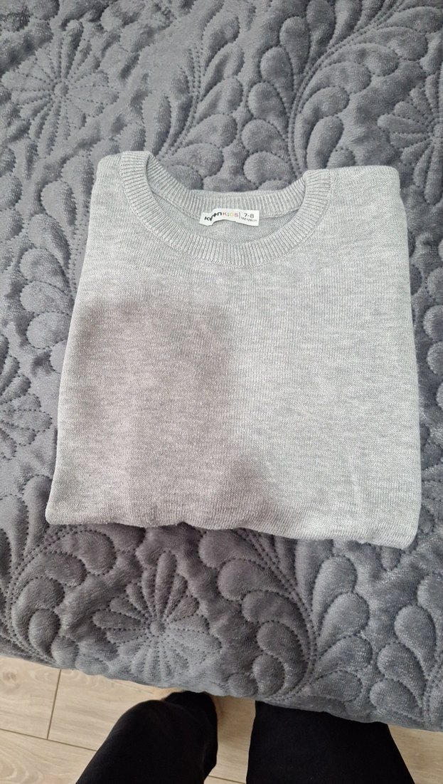 Gri Kadın Triko Uzun Kollu Kazak - Görsel 3