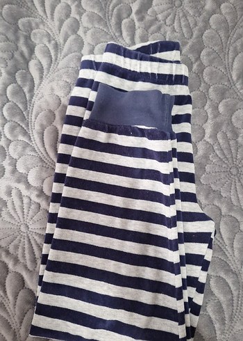 Gri Çizgili Hamile Midi Rahat Pantolon - Görsel 4