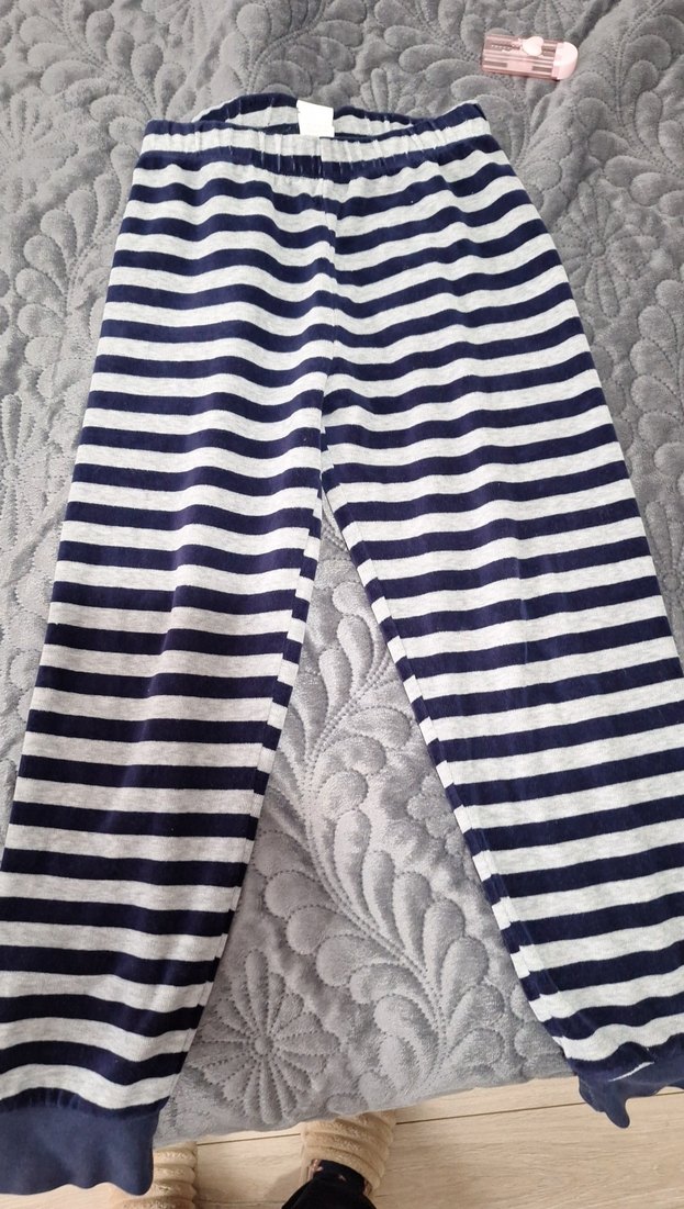 Gri Çizgili Hamile Midi Rahat Pantolon - Görsel 2