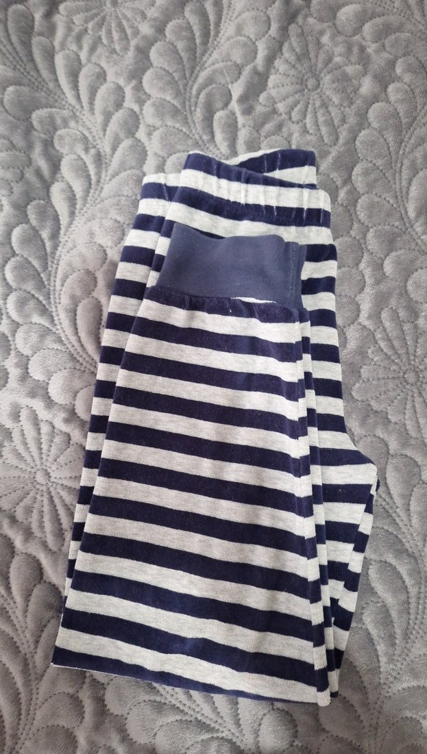 Gri Çizgili Hamile Midi Rahat Pantolon - Görsel 4