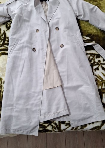 Bej Midi Kadın Trençkot Düğmeli Kısa Kollu - Görsel 5