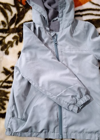 Kapüşonlu Gri Erkek Çocuk Fermuarlı Ceket - Görsel 2