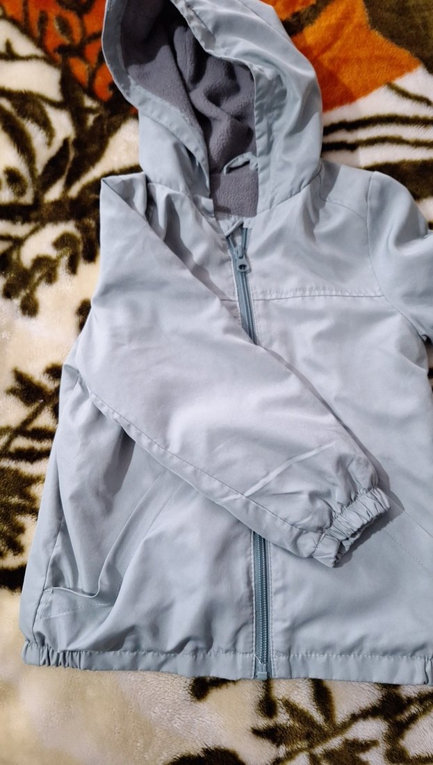 Kapüşonlu Gri Erkek Çocuk Fermuarlı Ceket - Görsel 2