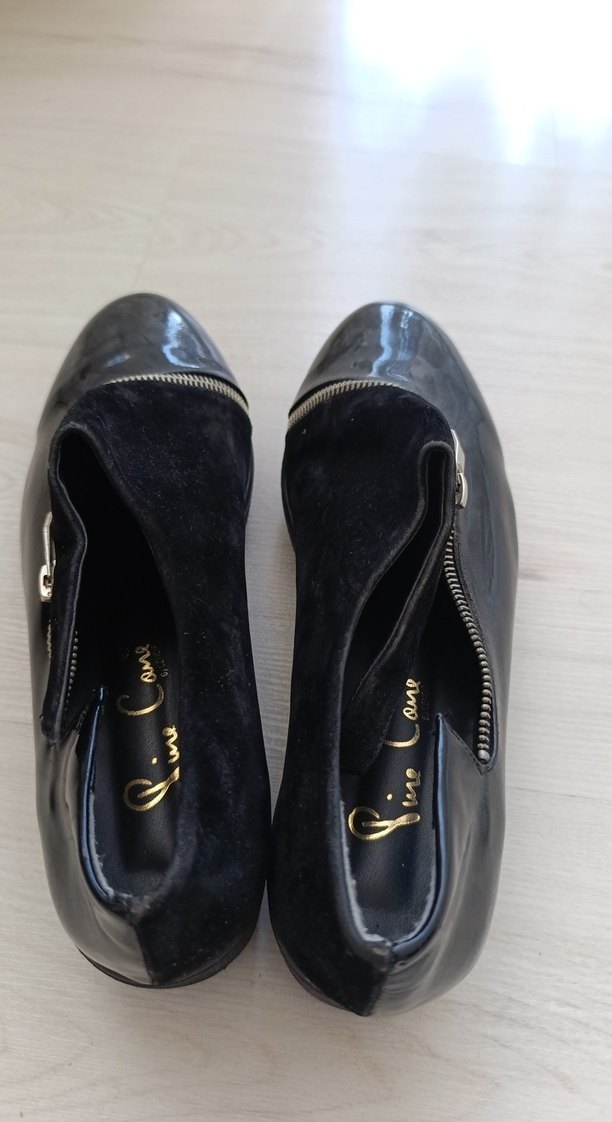 Siyah Rugan Kadın Dolgu Topuklu Ayakkabı - Görsel 5