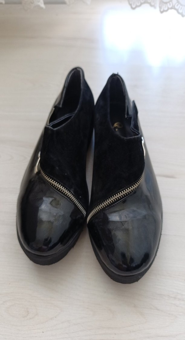 Siyah Rugan Kadın Dolgu Topuklu Ayakkabı - Görsel 3