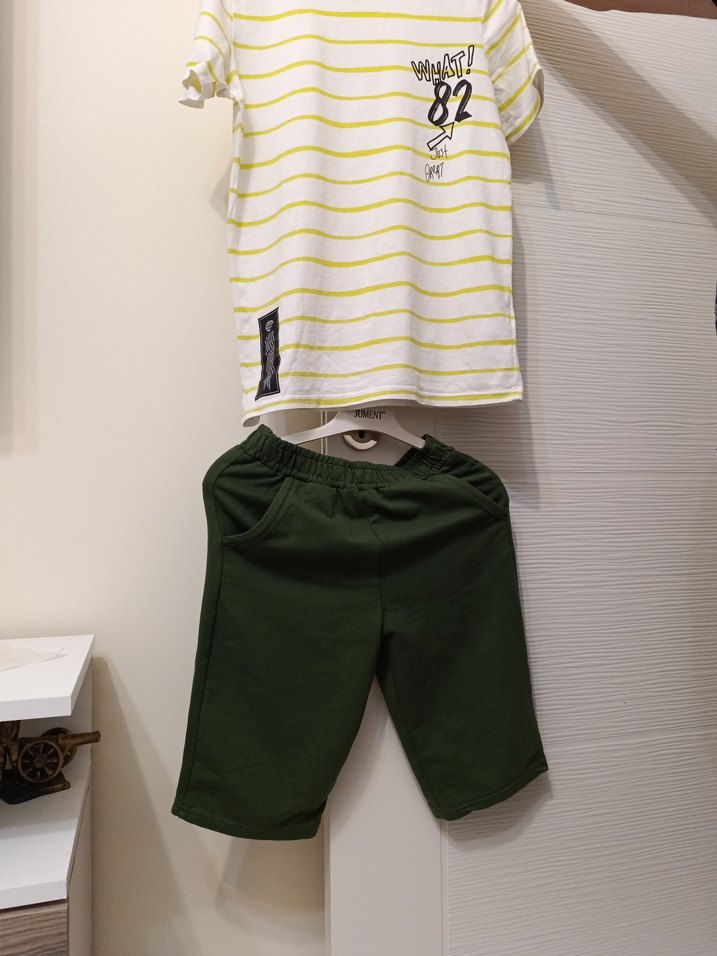 11-12 Yaş Erkek Bebek Kısa Kollu Yeşil Takım - Görsel 2