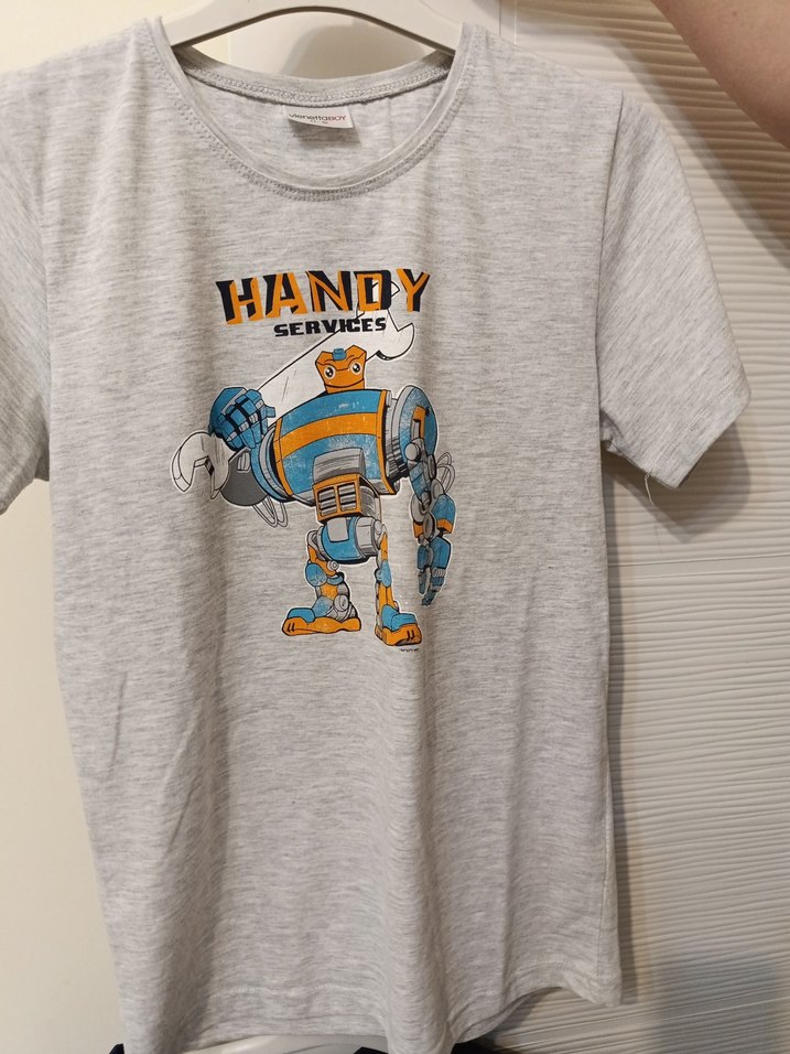 Gri Baskılı Erkek Çocuk Tişörtü Velcro Detaylı - Görsel 3