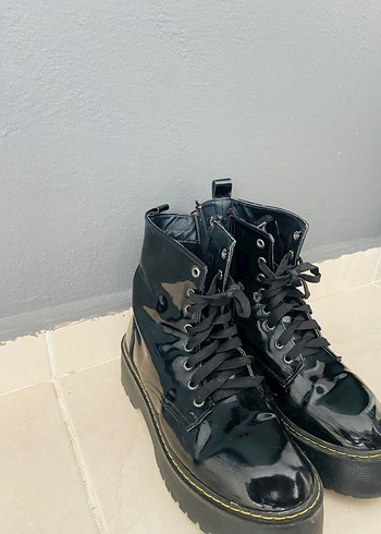 Diğer Siyah Rugan Platform Topuklu Punk Bot