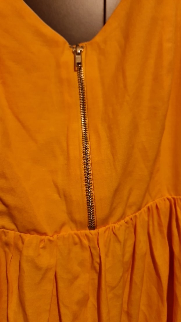 Sarı  V Yaka Uzun  Elbise - Görsel 2