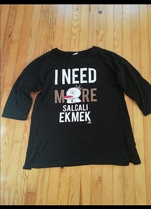 Salçalı ekmek yazılı penye Tshirt 