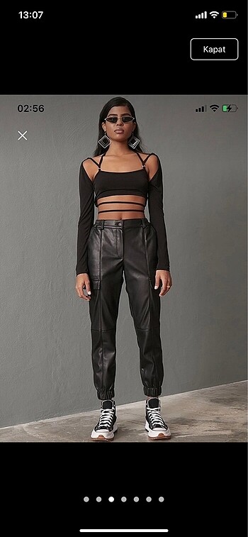 Deri jogger pantolon - Görsel 3