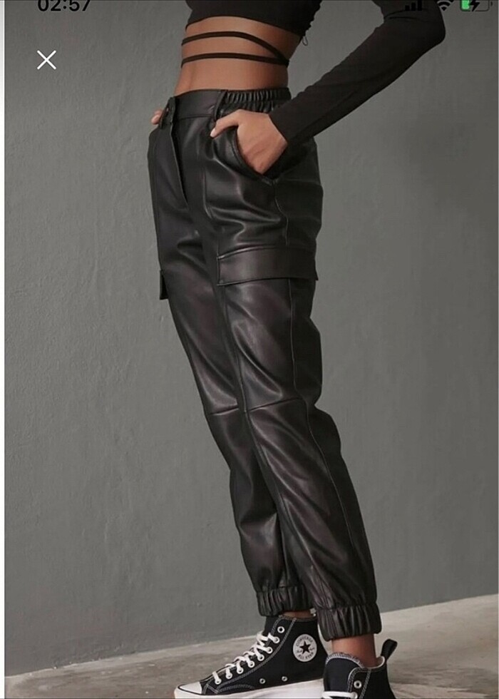 Deri jogger pantolon - Görsel 2