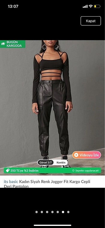 Deri jogger pantolon - Görsel 6