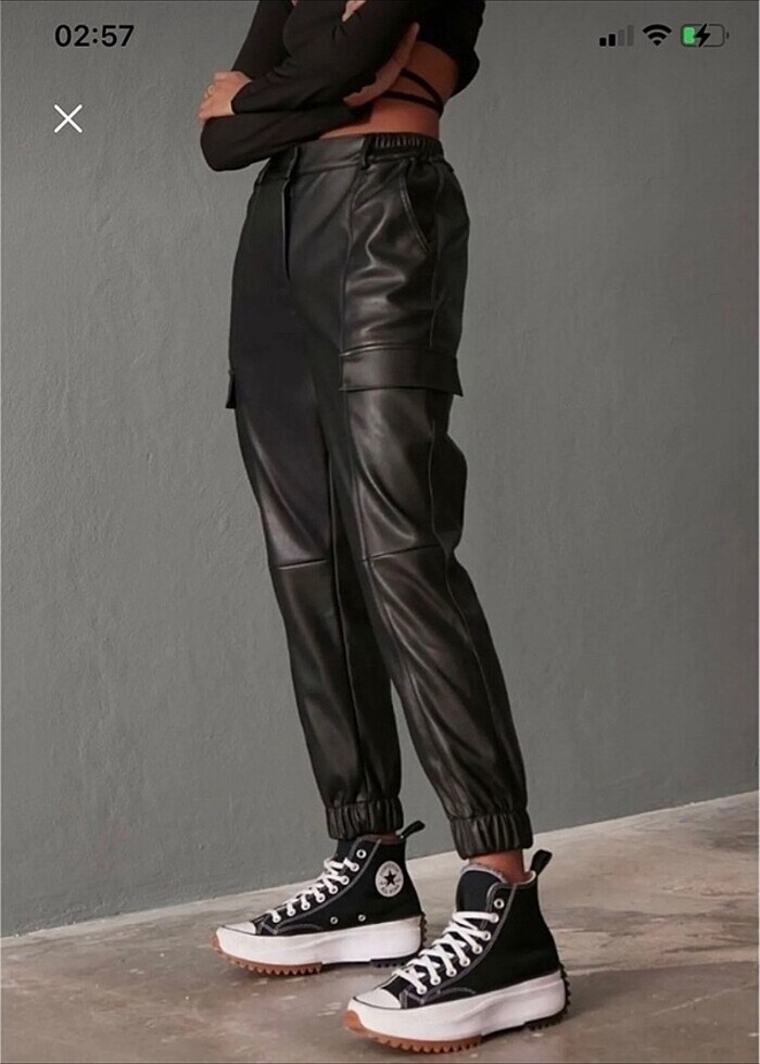 Deri jogger pantolon - Görsel 2