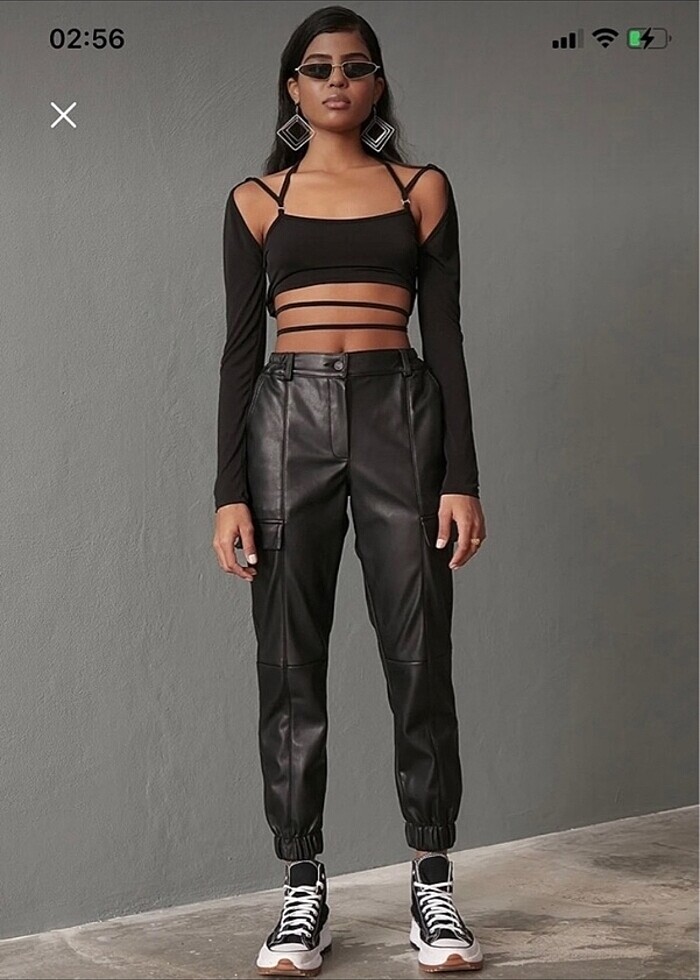 Deri jogger pantolon - Görsel 3