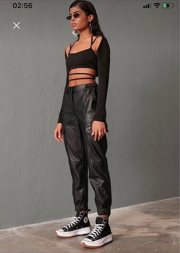 Deri jogger pantolon - Görsel 4