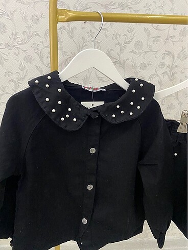 İncili kot çeket etekli takım - Görsel 6