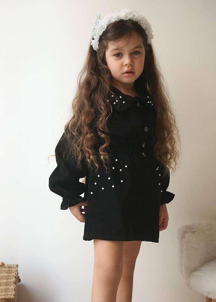 İncili kot ceket etekli takım - Görsel 2