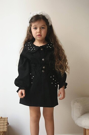 İncili kot ceket etekli takım - Görsel 2