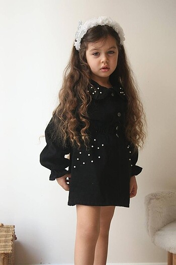 İncili kot ceket etekli takım - Görsel 3