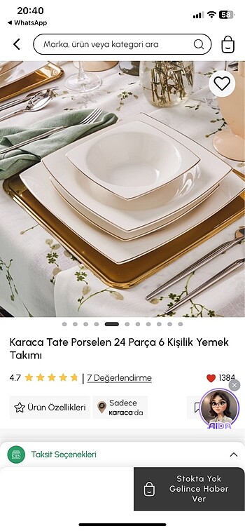 Karaca Karaca Yemek takımı