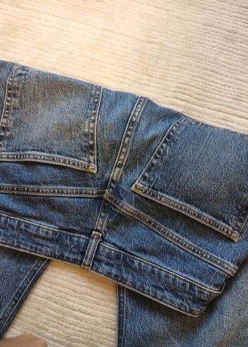 42 Beden mavi Renk Gri Mavi Bol Kesim Midi Kot Pantolon