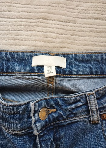 42 Beden Gri Mavi Bol Kesim Midi Kot Pantolon