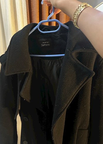 Defacto Siyah Uzun Kadın Kaban - Görsel 4