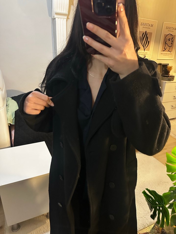 Defacto Siyah Uzun Kadın Kaban - Görsel 2