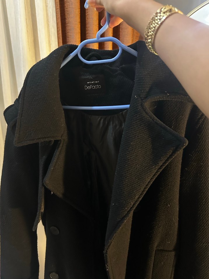 Defacto Siyah Uzun Kadın Kaban - Görsel 4