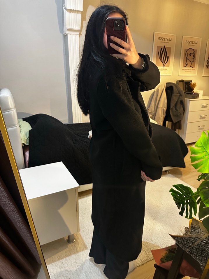 Defacto Siyah Uzun Kadın Kaban - Görsel 3