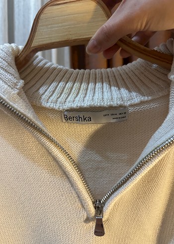 Bershka krem Yarım Fermuarlı Örgü Kadın Kazak - Görsel 5
