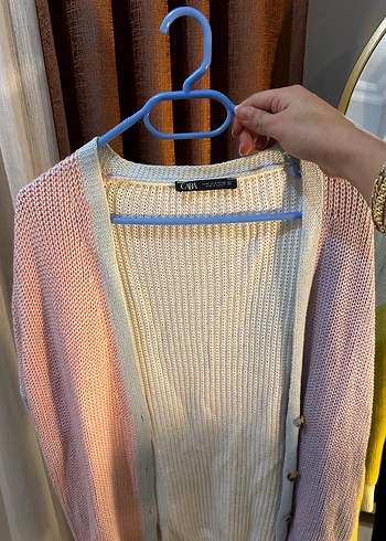 Renkli Oversize Midi Triko Hırka - Görsel 4