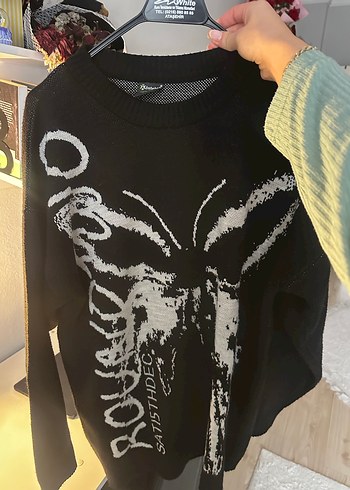 Siyah Oversize Triko Kazak - Görsel 5