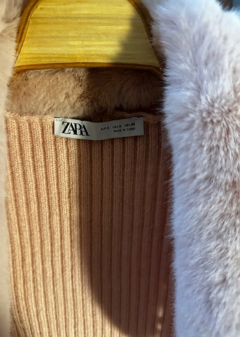 Zara pembe kürklü hırka - Görsel 6