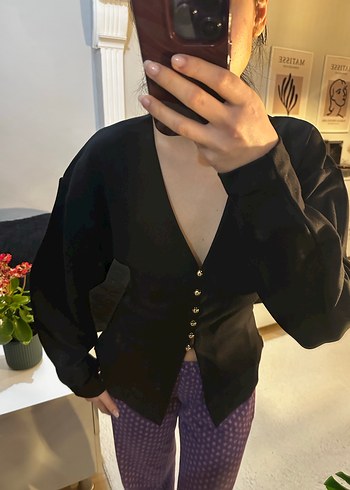 H&M V Yaka Uzun Kollu Bluz - Görsel 2