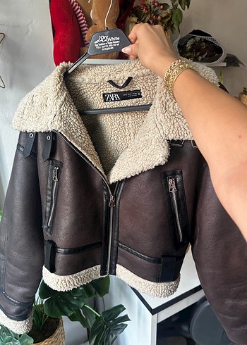 Zara Kürklü Kahverengi Deri Kadın Ceket