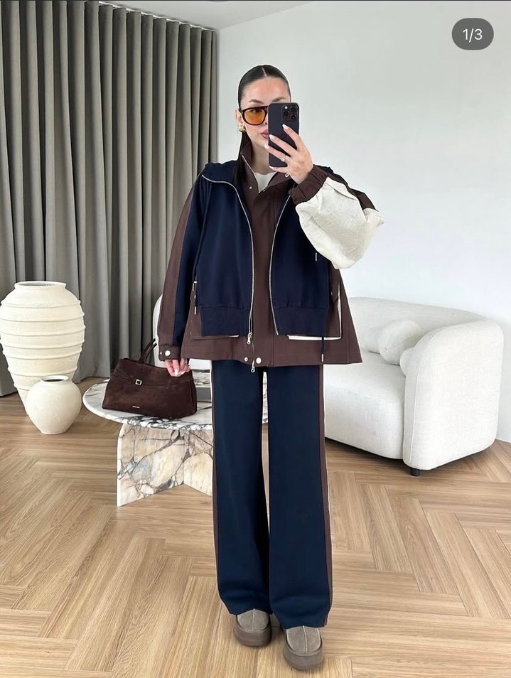 Kadın Kahverengi Fermuarlı Sweatshirt - Görsel 2