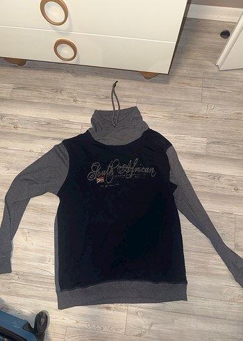 Gri Yüksek Yakalı Fermuarlı Erkek Sweatshirt