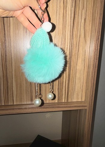 Bohem Püsküllü Turkuaz Kadın Anahtarlık - Görsel 3