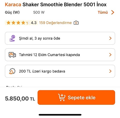  Beden Karaca smoothie blender