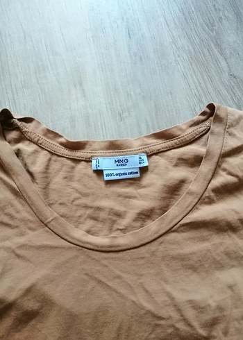 Mango Kahverengi pamuk 100 % Kısa Kollu Basic Tişört