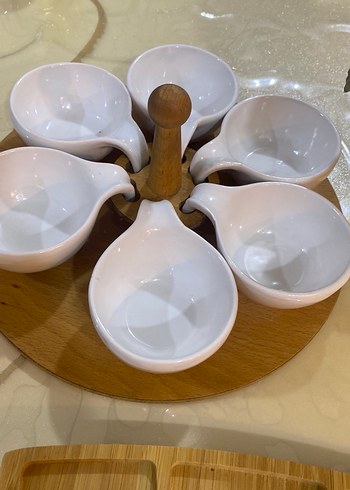 Beyaz Seramik Bölmeli Bohem Tabak Seti - Görsel 3