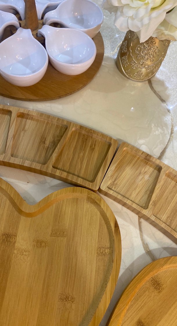 Beyaz Seramik Bölmeli Bohem Tabak Seti - Görsel 4