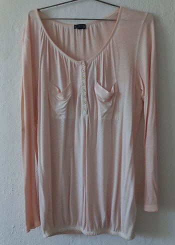 Düğmeli Pudra Pembe Bluzu