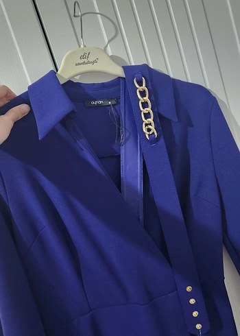 Zincir Detaylı Mor Uzun Kadın Elbise - Görsel 5