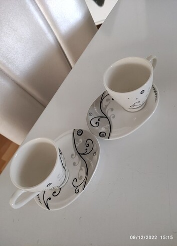 2 li Porselen ikili kahve fincanı 
